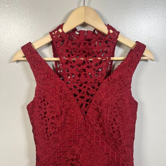 Keepsake Uplifted Midi Dress Size XS Burnt Red Lace Formal Event Wedding Guest - Picture 7 of 13